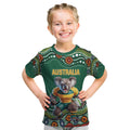 Custom Australia Rugby Kid T Shirt Koala Mascot Aboriginal Pattern