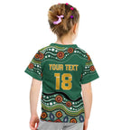 Custom Australia Rugby Kid T Shirt Koala Mascot Aboriginal Pattern