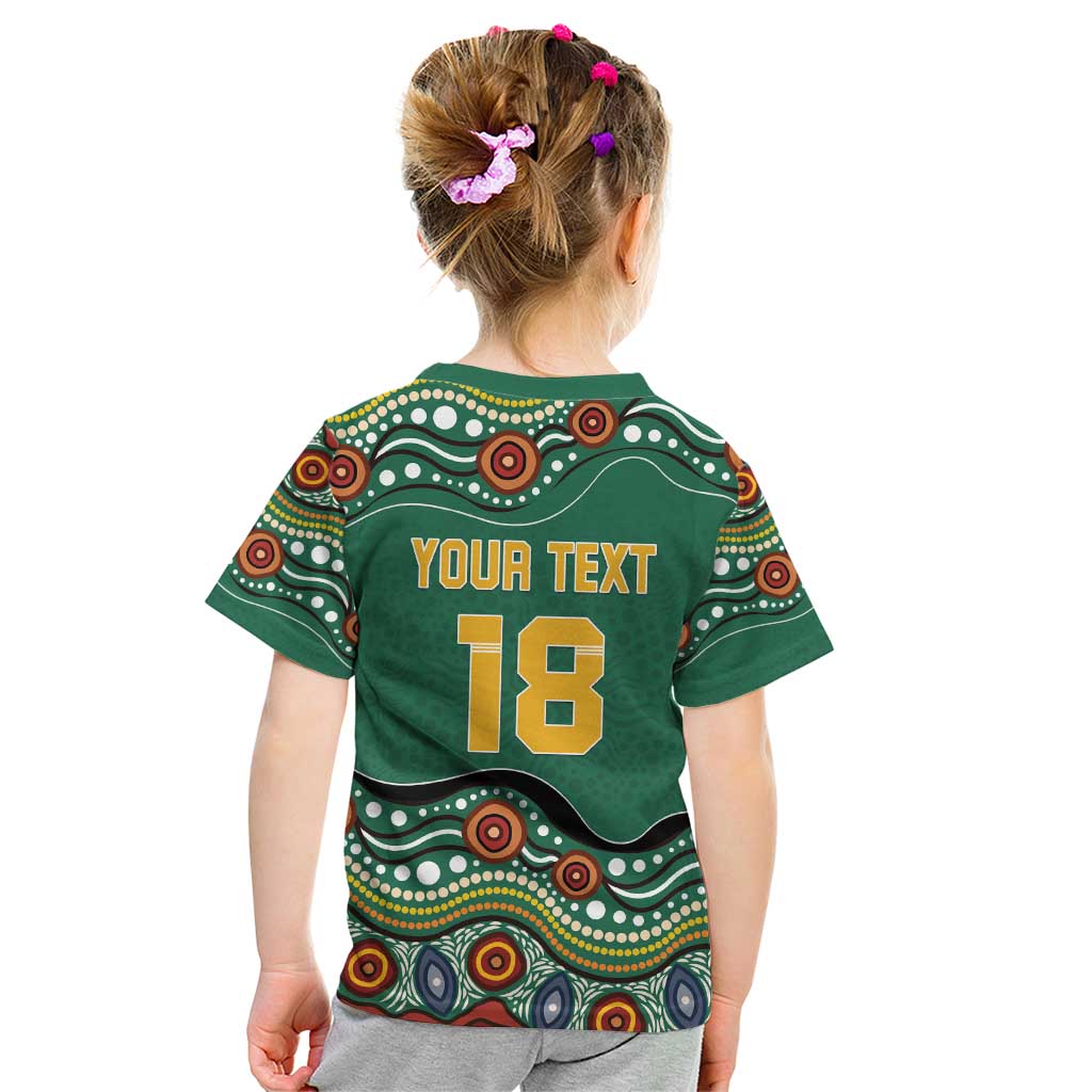 Custom Australia Rugby Kid T Shirt Koala Mascot Aboriginal Pattern