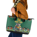 Custom Australia Rugby Leather Tote Bag Koala Mascot Aboriginal Pattern