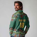 Custom Australia Rugby Long Sleeve Polo Shirt Koala Mascot Aboriginal Pattern