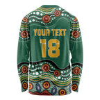 Custom Australia Rugby Long Sleeve Shirt Koala Mascot Aboriginal Pattern
