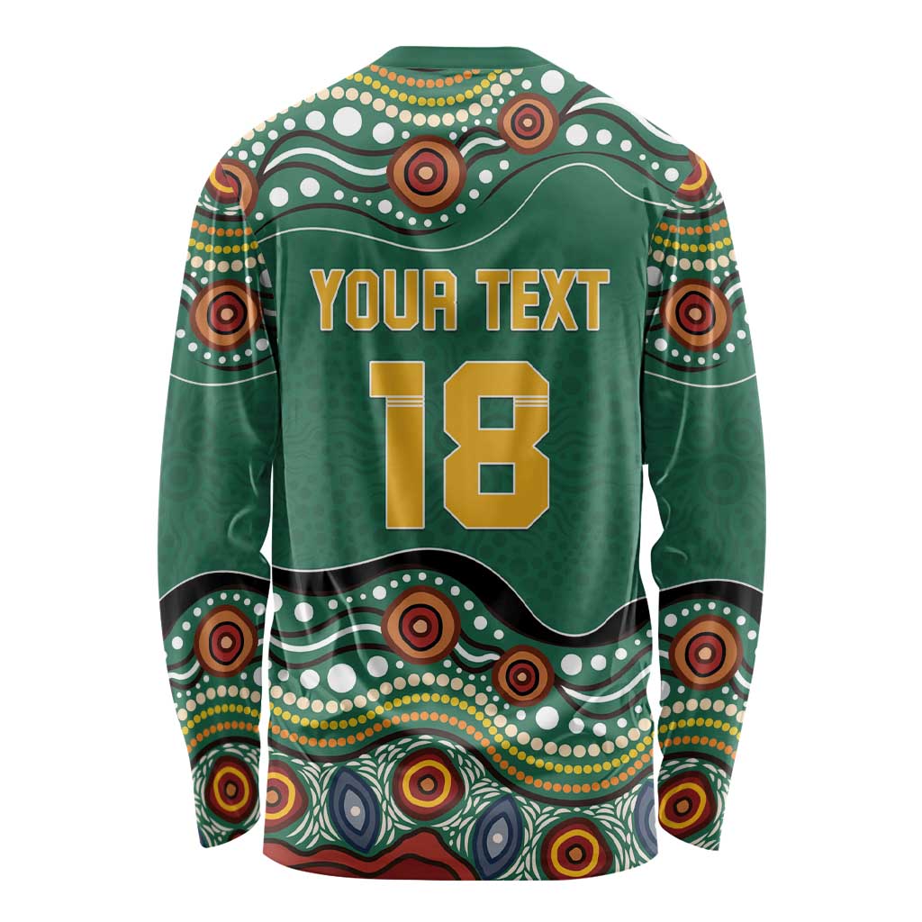 Custom Australia Rugby Long Sleeve Shirt Koala Mascot Aboriginal Pattern