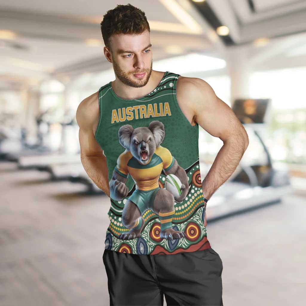 Custom Australia Rugby Men Tank Top Koala Mascot Aboriginal Pattern