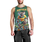 Custom Australia Rugby Men Tank Top Koala Mascot Aboriginal Pattern