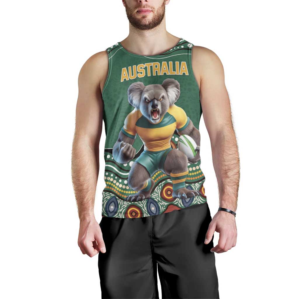 Custom Australia Rugby Men Tank Top Koala Mascot Aboriginal Pattern