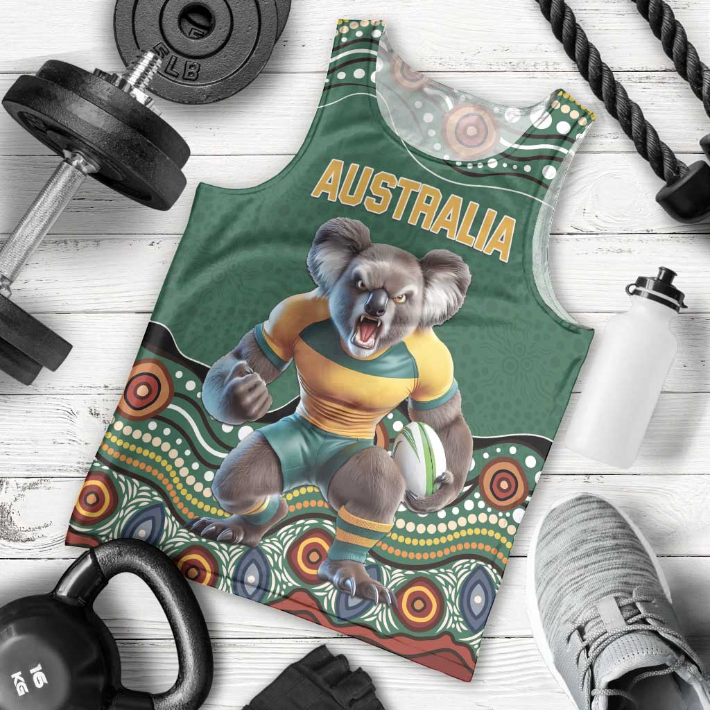 Custom Australia Rugby Men Tank Top Koala Mascot Aboriginal Pattern
