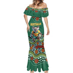 Custom Australia Rugby Mermaid Dress Koala Mascot Aboriginal Pattern