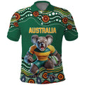 Custom Australia Rugby Polo Shirt Koala Mascot Aboriginal Pattern