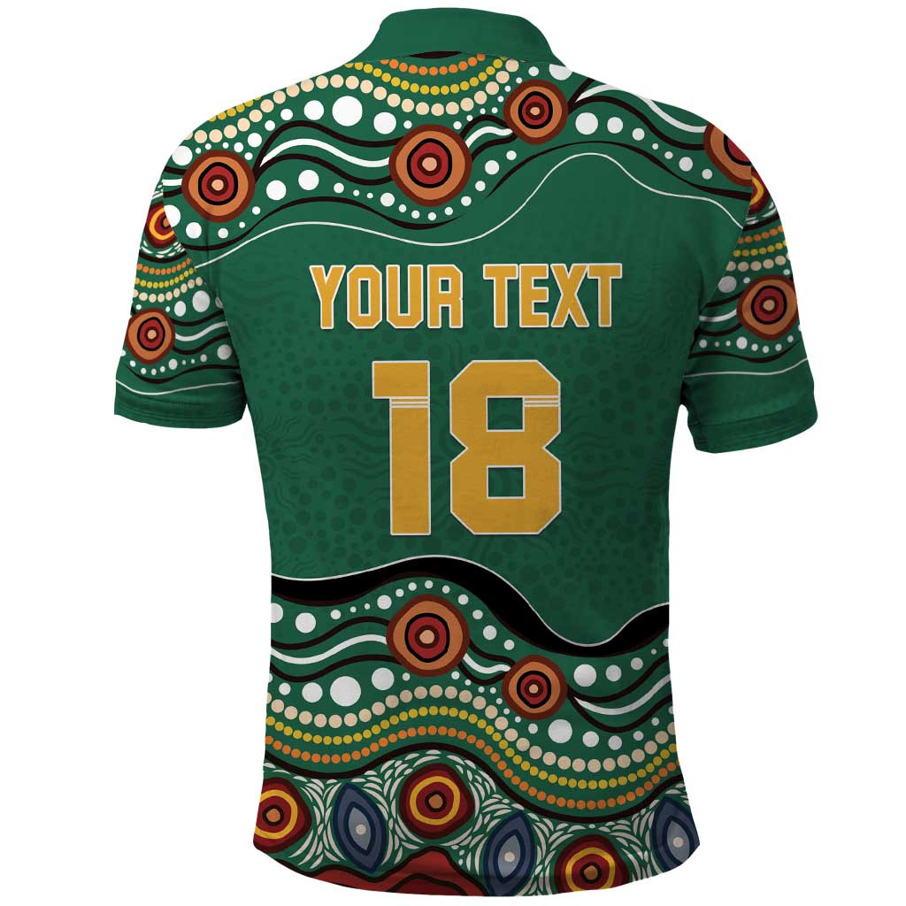 Custom Australia Rugby Polo Shirt Koala Mascot Aboriginal Pattern