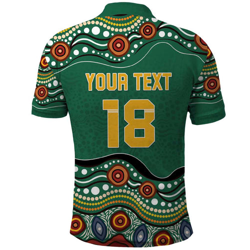 Custom Australia Rugby Polo Shirt Koala Mascot Aboriginal Pattern