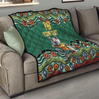 Custom Australia Rugby Quilt Koala Mascot Aboriginal Pattern