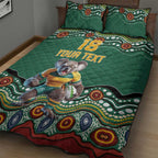 Custom Australia Rugby Quilt Bed Set Koala Mascot Aboriginal Pattern