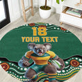Custom Australia Rugby Round Carpet Koala Mascot Aboriginal Pattern