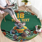 Custom Australia Rugby Round Carpet Koala Mascot Aboriginal Pattern