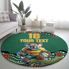 Custom Australia Rugby Round Carpet Koala Mascot Aboriginal Pattern