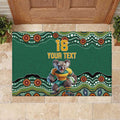 Custom Australia Rugby Rubber Doormat Koala Mascot Aboriginal Pattern