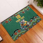 Custom Australia Rugby Rubber Doormat Koala Mascot Aboriginal Pattern