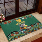 Custom Australia Rugby Rubber Doormat Koala Mascot Aboriginal Pattern