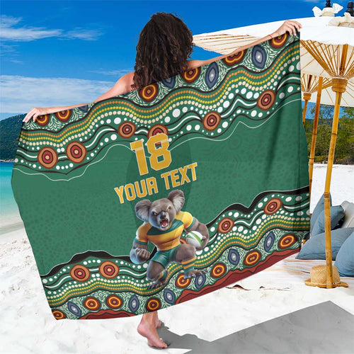 Custom Australia Rugby Sarong Koala Mascot Aboriginal Pattern