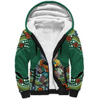Custom Australia Rugby Sherpa Hoodie Koala Mascot Aboriginal Pattern