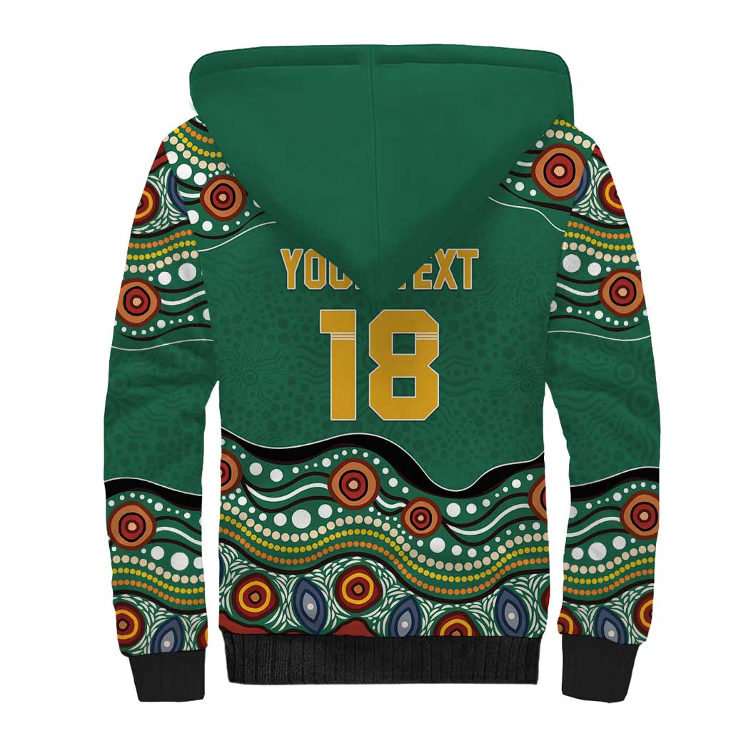Custom Australia Rugby Sherpa Hoodie Koala Mascot Aboriginal Pattern