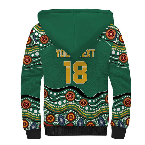 Custom Australia Rugby Sherpa Hoodie Koala Mascot Aboriginal Pattern