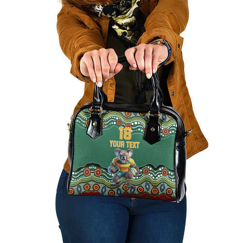 Custom Australia Rugby Shoulder Handbag Koala Mascot Aboriginal Pattern