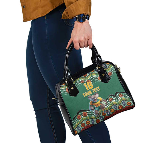Custom Australia Rugby Shoulder Handbag Koala Mascot Aboriginal Pattern