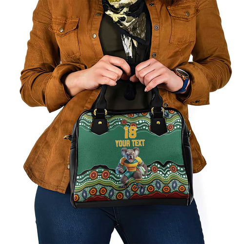 Custom Australia Rugby Shoulder Handbag Koala Mascot Aboriginal Pattern