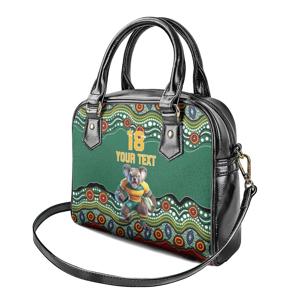 Custom Australia Rugby Shoulder Handbag Koala Mascot Aboriginal Pattern