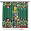 Custom Australia Rugby Shower Curtain Koala Mascot Aboriginal Pattern