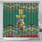 Custom Australia Rugby Shower Curtain Koala Mascot Aboriginal Pattern