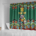 Custom Australia Rugby Shower Curtain Koala Mascot Aboriginal Pattern