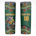 Custom Australia Rugby Skinny Tumbler Koala Mascot Aboriginal Pattern