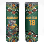 Custom Australia Rugby Skinny Tumbler Koala Mascot Aboriginal Pattern