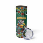 Custom Australia Rugby Skinny Tumbler Koala Mascot Aboriginal Pattern