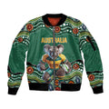 Custom Australia Rugby Sleeve Zip Bomber Jacket Koala Mascot Aboriginal Pattern