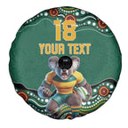 Custom Australia Rugby Spare Tire Cover Koala Mascot Aboriginal Pattern