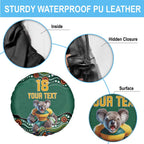 Custom Australia Rugby Spare Tire Cover Koala Mascot Aboriginal Pattern