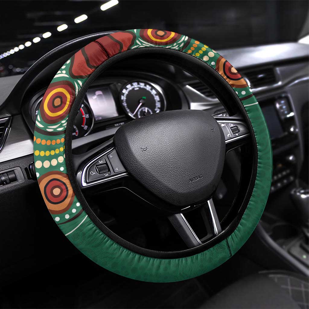 Australia Rugby Steering Wheel Cover Koala Mascot Aboriginal Pattern