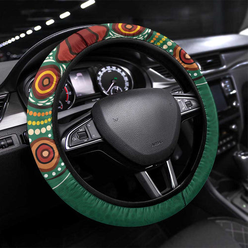 Australia Rugby Steering Wheel Cover Koala Mascot Aboriginal Pattern
