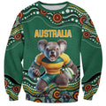 Custom Australia Rugby Sweatshirt Koala Mascot Aboriginal Pattern