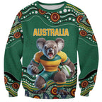 Custom Australia Rugby Sweatshirt Koala Mascot Aboriginal Pattern