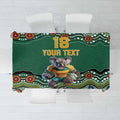 Custom Australia Rugby Tablecloth Koala Mascot Aboriginal Pattern