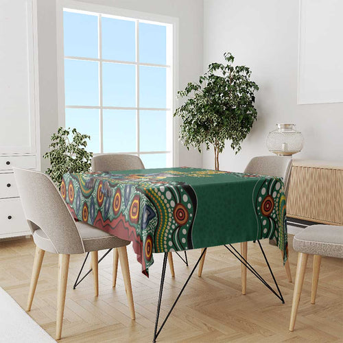 Custom Australia Rugby Tablecloth Koala Mascot Aboriginal Pattern