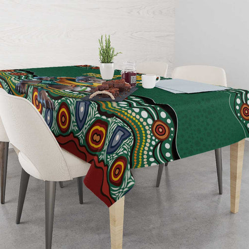 Custom Australia Rugby Tablecloth Koala Mascot Aboriginal Pattern
