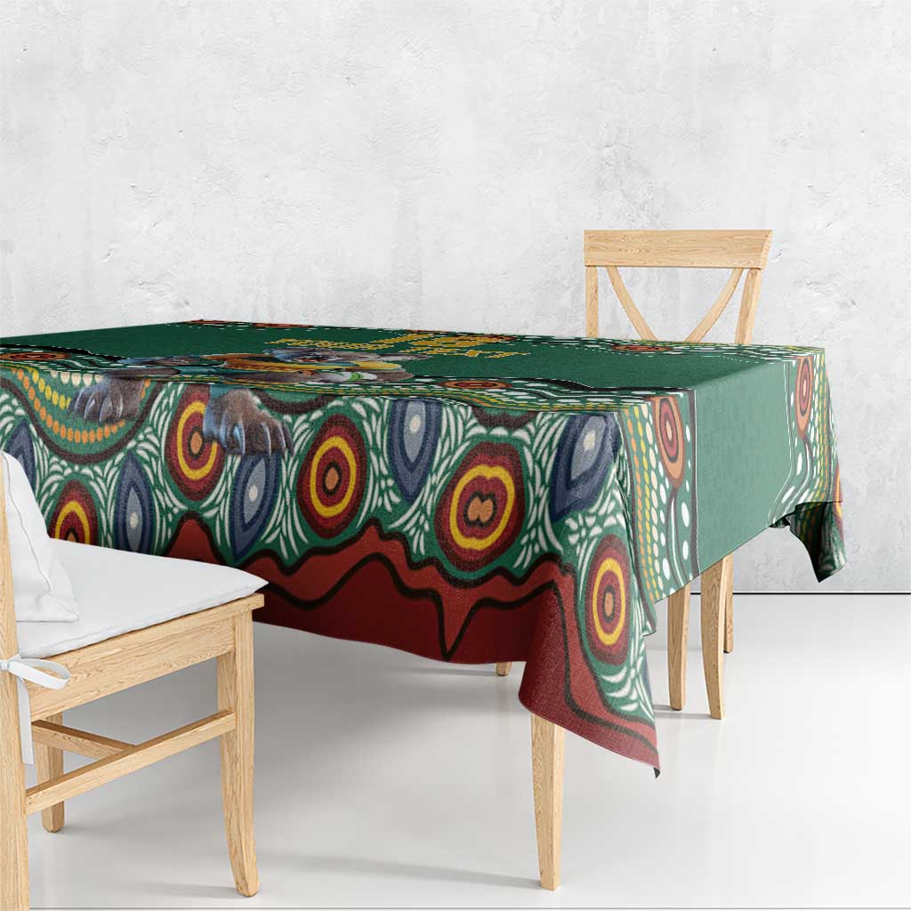 Custom Australia Rugby Tablecloth Koala Mascot Aboriginal Pattern