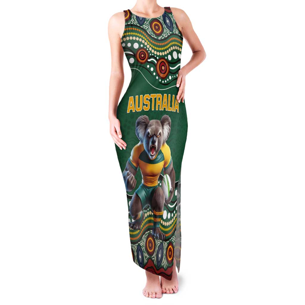 Custom Australia Rugby Tank Maxi Dress Koala Mascot Aboriginal Pattern