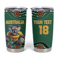 Custom Australia Rugby Tumbler Cup Koala Mascot Aboriginal Pattern
